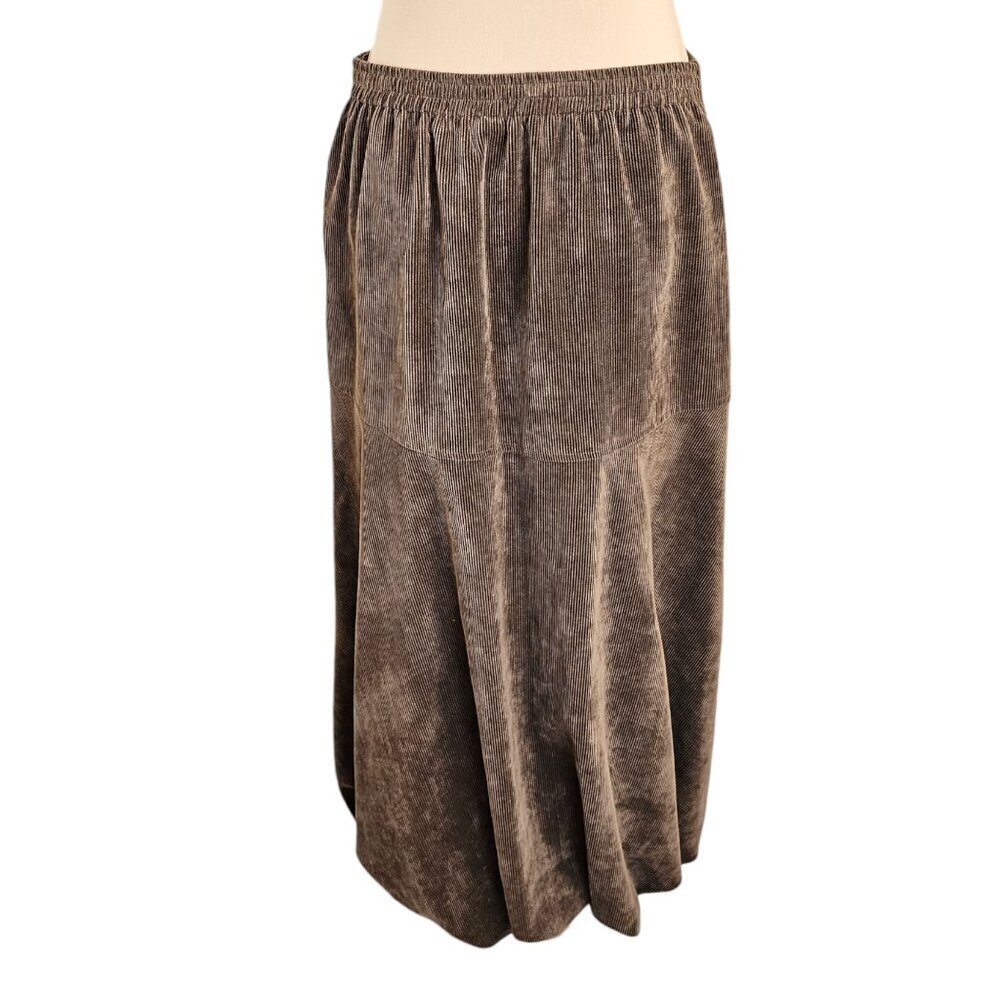 Kokomarina Brown Corduroy Puff Bottom Skirt Sz M